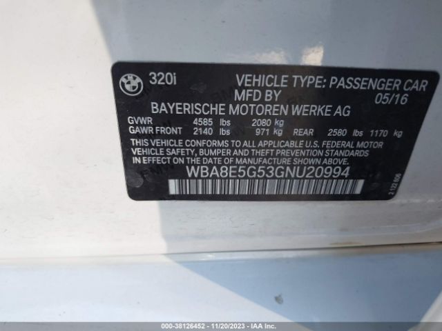 WBA8E5G53GNU20994 BMW 320i Xdrive