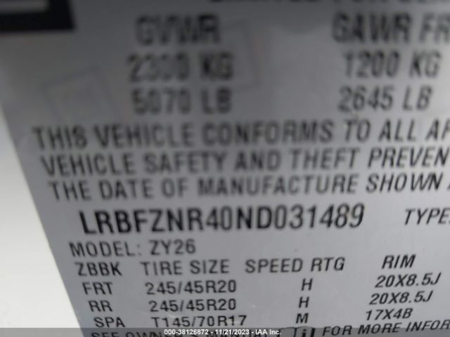 2022 BUICK ENVISION LRBFZNR40ND031489 Photo 8