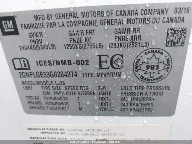 Chevrolet Equinox Ltz 2016 2GNFLGE33G6284374 Image 9