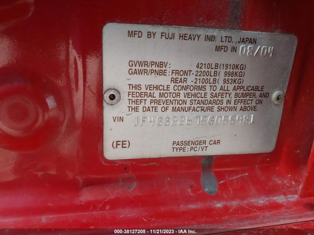 2005 SAAB 9-2X JF4GG22675G055981 Photo 8