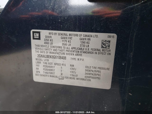 Chevrolet EQUINOX LS 2016 2GNALBEK8G6108408 Image 9