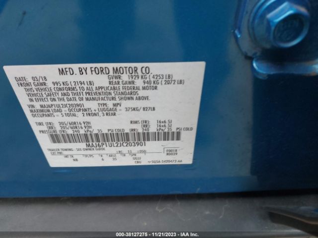 MAJ6P1UL2JC203901 Ford Ecosport Se