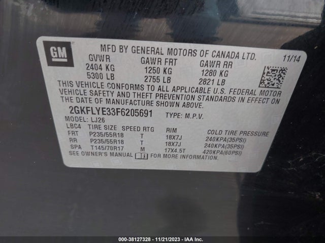 GMC Terrain Slt-2 2015 2GKFLYE33F6205691 Image 9