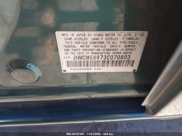 2003 HONDA ACCORD 2.4 EX VIN: JHMCM56673C070803
