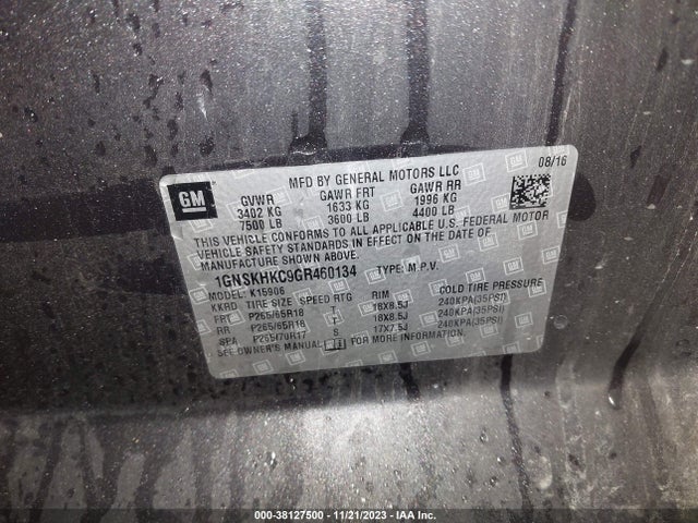 Chevrolet Suburban Lt 2016 1GNSKHKC9GR460134 Image 9