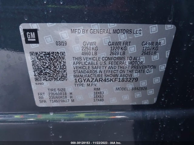 1GYAZAR45KF183279 Cadillac Xt4 Luxury