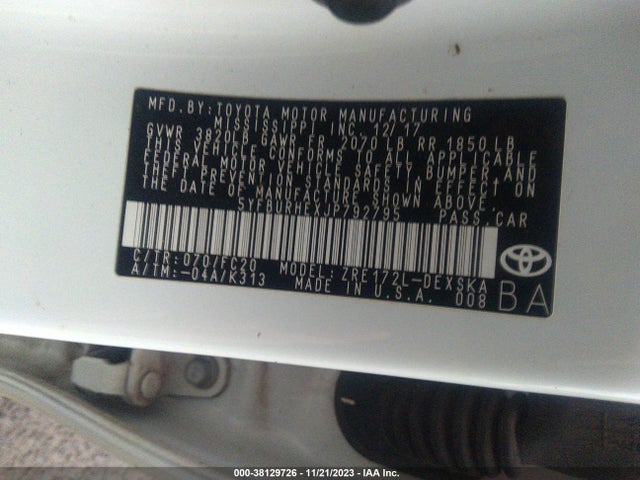 Toyota Corolla Xse/se 2018 5YFBURHEXJP792795 Image 9