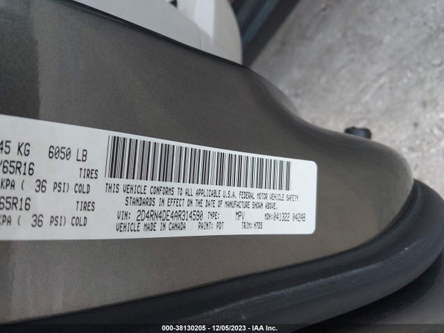 2010 DODGE GRAND CARAVAN SE VIN: 2D4RN4DE4AR314590