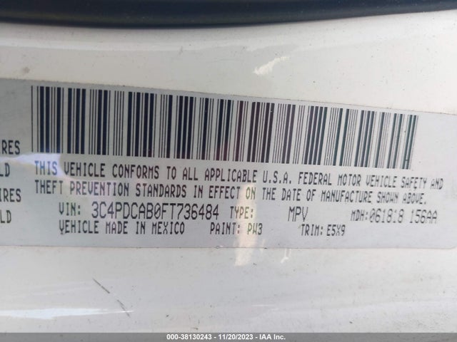 2015 DODGE JOURNEY SE VIN: 3C4PDCAB0FT736484