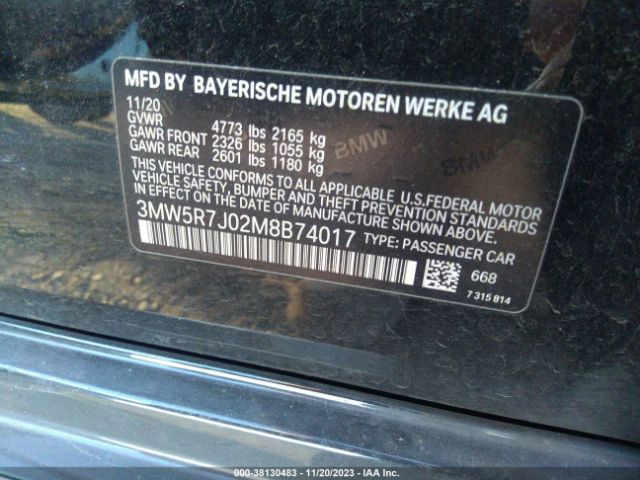 2021 BMW 330I 3MW5R7J02M8B74017 Photo 8
