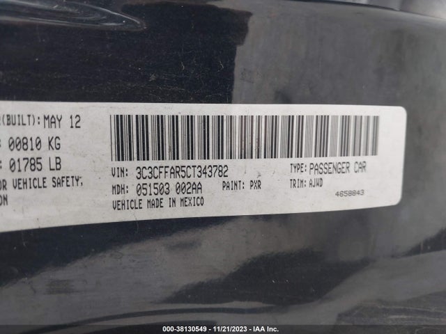 2012 FIAT 500 3C3CFFAR5CT343782 Photo 8