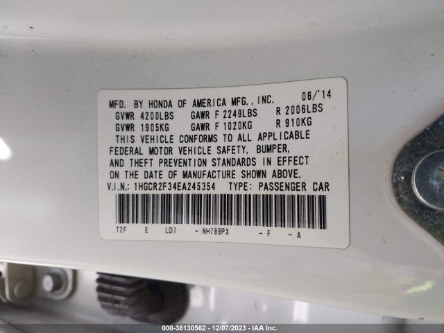 Honda ACCORD LX 2014 1HGCR2F34EA245354 Image 9