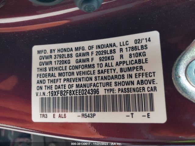 19XFB2F8XEE024396 Honda CIVIC EX