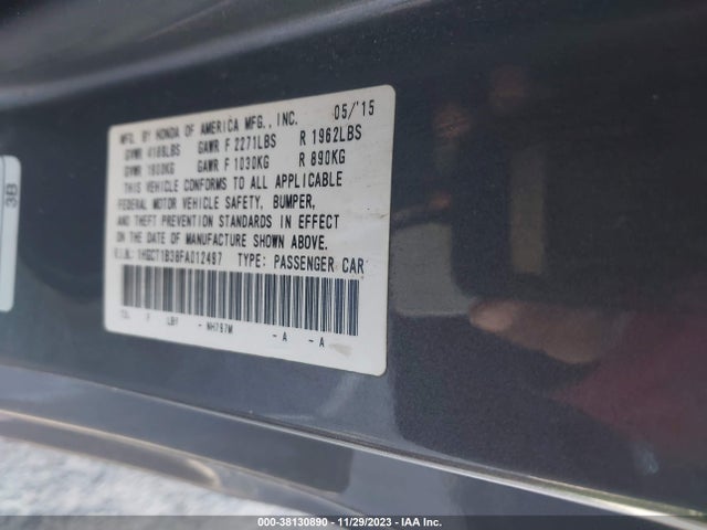 Honda Accord Lx-s 2015 1HGCT1B38FA012497 Image 9