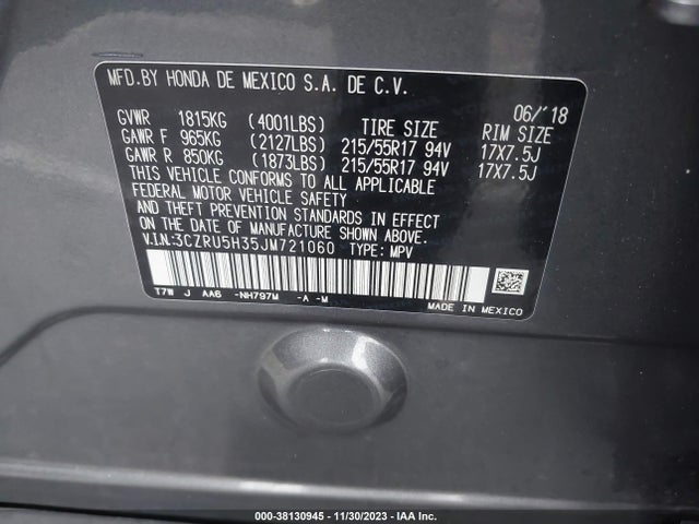 Honda HR-V LX 2018 3CZRU5H35JM721060 Image 8