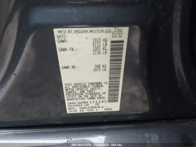2013 NISSAN ALTIMA 2.5 SV VIN: 1N4AL3AP8DC171145