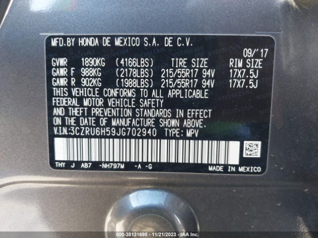 3CZRU6H59JG702940 Honda HR-V EX