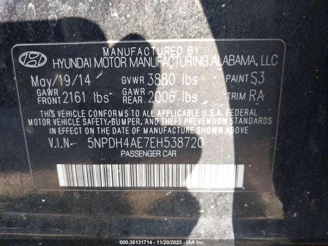 2014 HYUNDAI ELANTRA SE VIN: 5NPDH4AE7EH538720