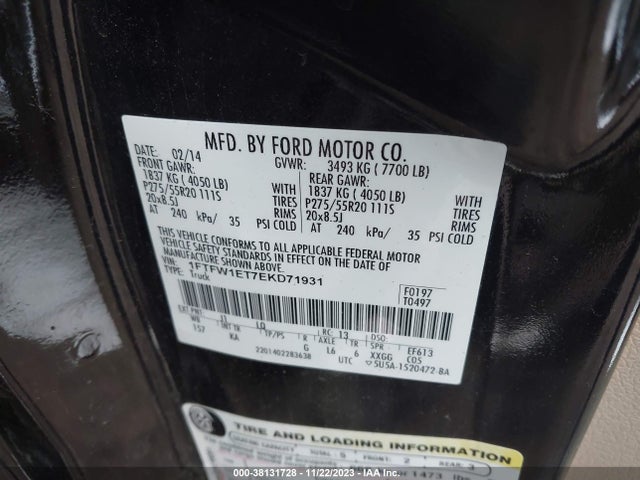 Ford F-150 King Ranch 2014 1FTFW1ET7EKD71931 Image 9