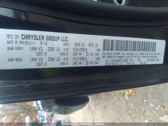 2015 JEEP COMPASS LATITUDE VIN: 1C4NJDEB4FD125587