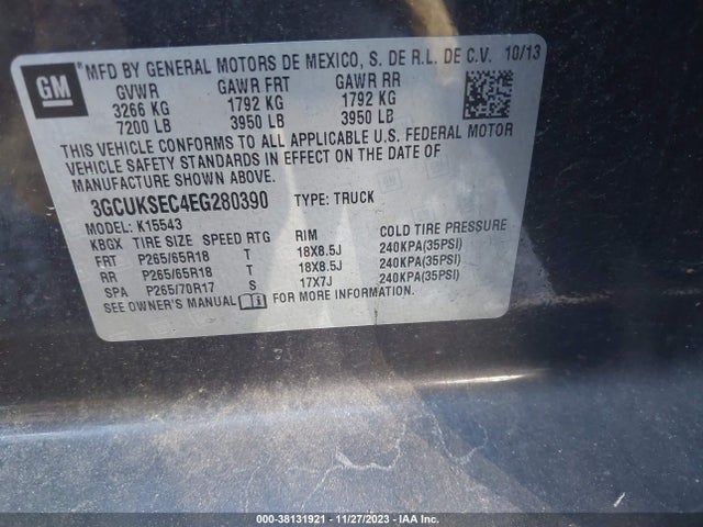 Chevrolet Silverado 1500 2lz 2014 3GCUKSEC4EG280390 Image 9