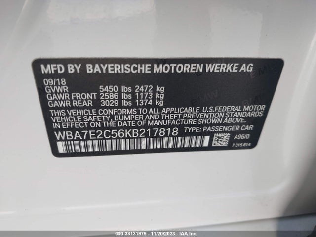 BMW 740I 2019 WBA7E2C56KB217818 Image 9