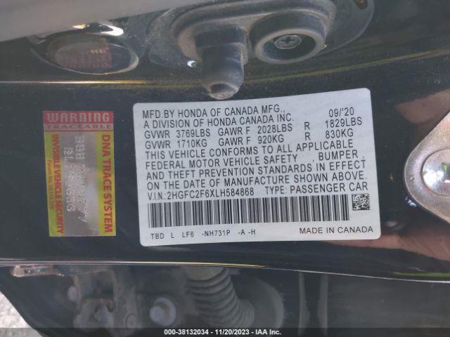 2HGFC2F6XLH584868 Honda Civic Lx