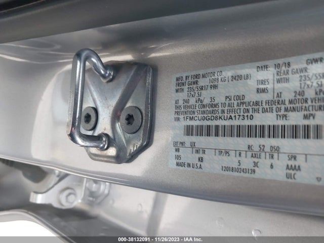 2019 FORD ESCAPE SE VIN: 1FMCU0GD8KUA17310