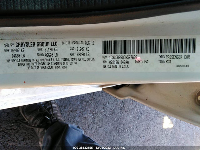 Aukcja sprzedaży 2013 Chrysler 200 Touring, vin: 1C3CCBBG9DN527638, numer aukcji: 38132155