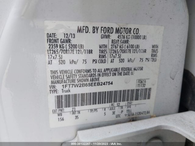 1FT7W2B65EEB24754 Ford Super Duty F-250 Srw Xl/xlt/lariat