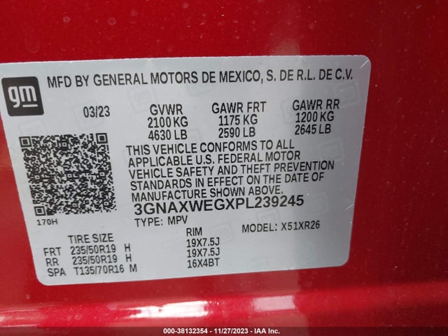 Chevrolet Equinox Awd Rs 2023 3GNAXWEGXPL239245 Image 9