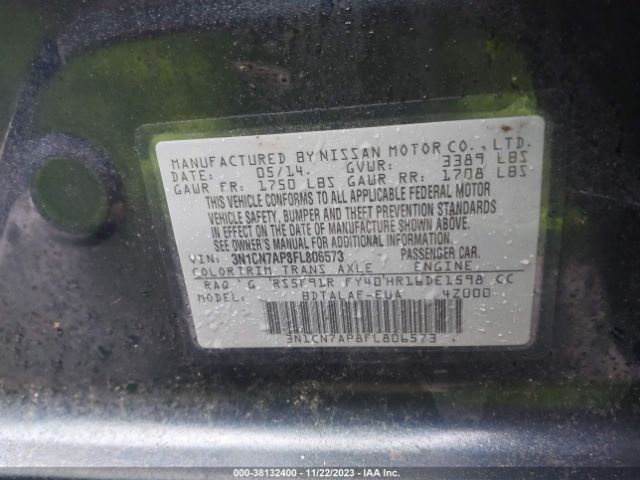 3N1CN7AP8FL806573 Nissan Versa 1.6 S