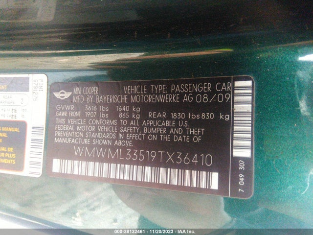 2009 MINI COOPER CLUBMAN WMWML33519TX36410 Photo 8