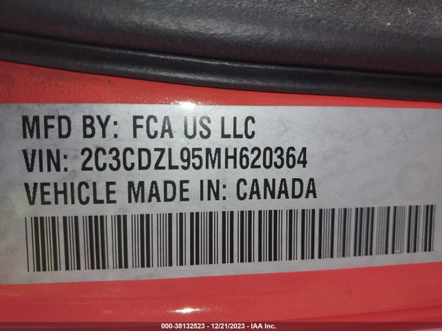 Dodge Challenger Srt Hellcat Redeye Widebody 2021 2C3CDZL95MH620364 Image 9