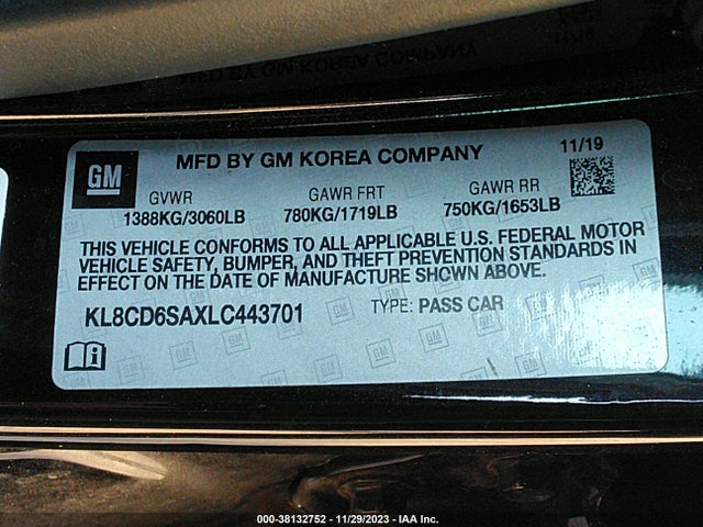 Chevrolet Spark Fwd 1lt Automatic 2020 KL8CD6SAXLC443701 Image 9