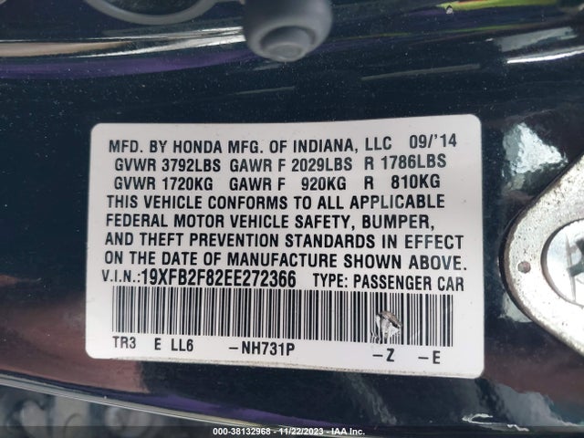 Honda CIVIC EX 2014 19XFB2F82EE272366 Image 9