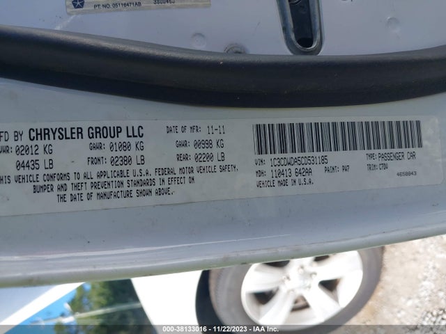 2012 DODGE CALIBER SXT VIN: 1C3CDWDA5CD531185