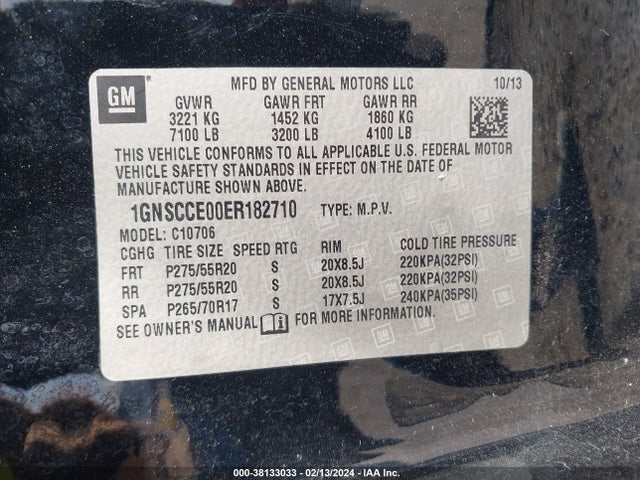 Chevrolet Tahoe Ltz 2014 1GNSCCE00ER182710 Image 9