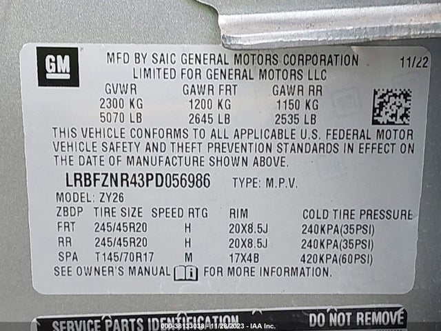 2023 BUICK ENVISION ESSENCE FWD VIN: LRBFZNR43PD056986