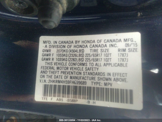 Honda CR-V EX 2015 2HKRM4H59FH699689 Image 9