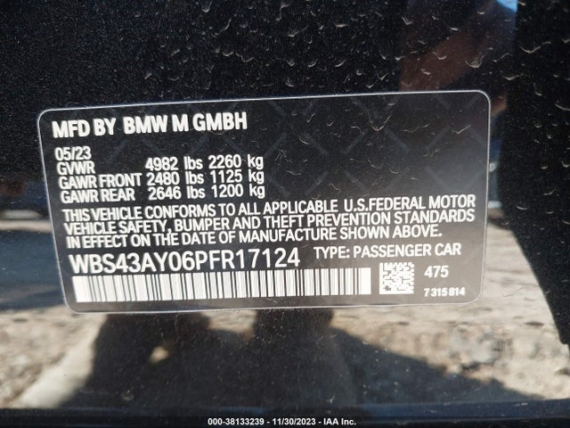 BMW M3 Competition Xdrive 2023 WBS43AY06PFR17124 Image 9
