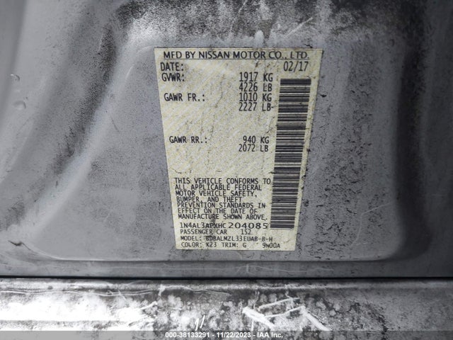2017 NISSAN ALTIMA 2.5 SV VIN: 1N4AL3APXHC204085