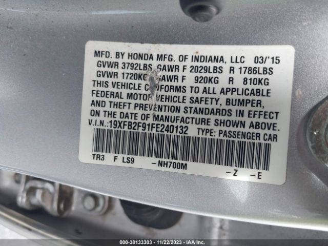 19XFB2F91FE240132 Honda Civic Ex-l