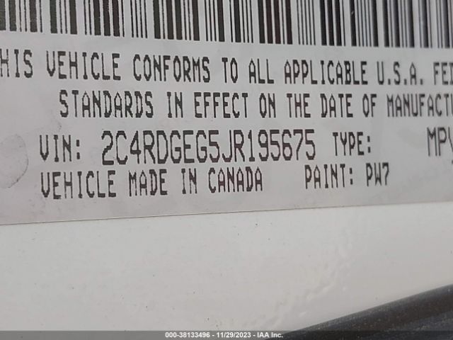 2C4RDGEG5JR195675 Dodge Grand Caravan Gt