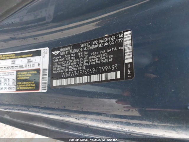 2009 MINI COOPER S WMWMF73559TT99433 Photo 8