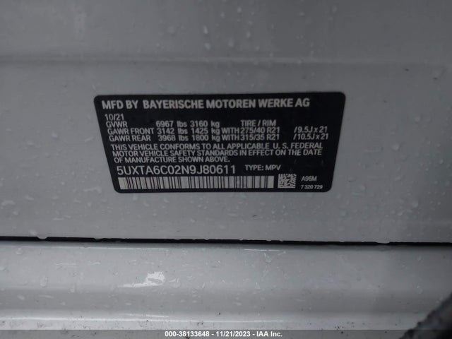 BMW X5 Phev Xdrive45e 2022 5UXTA6C02N9J80611 Image 9