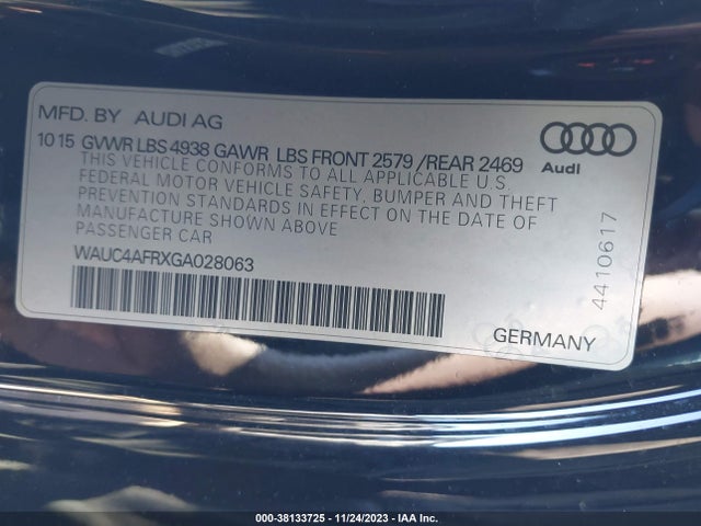 WAUC4AFRXGA028063 Audi S5 3.0t Premium Plus