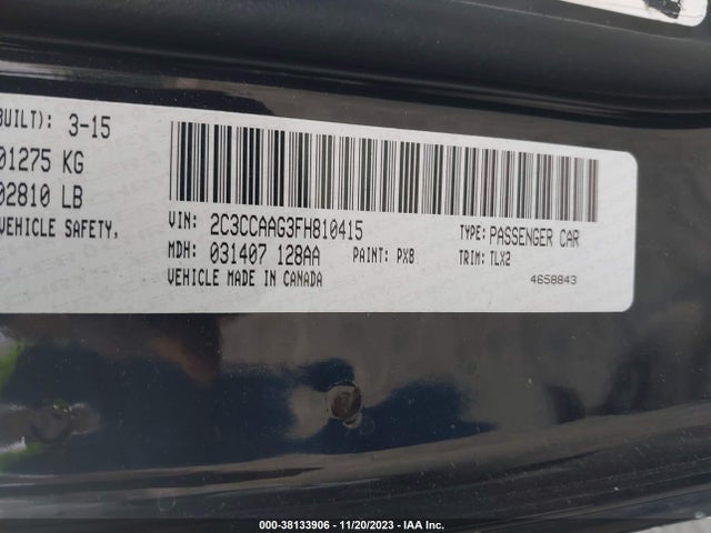 2015 CHRYSLER 300 LIMITED VIN: 2C3CCAAG3FH810415