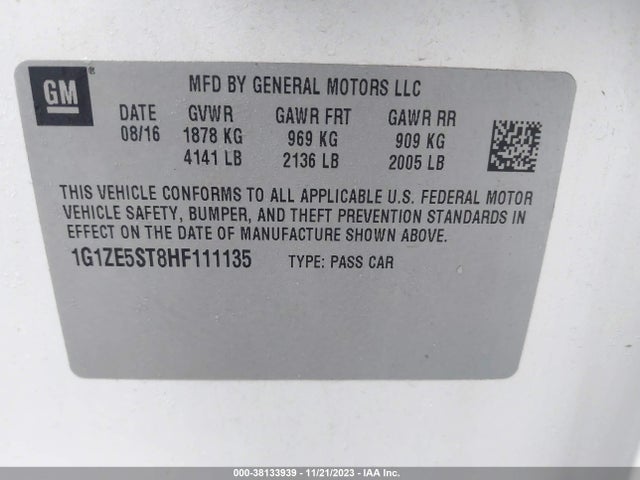 Chevrolet MALIBU 1LT 2017 1G1ZE5ST8HF111135 Image 9