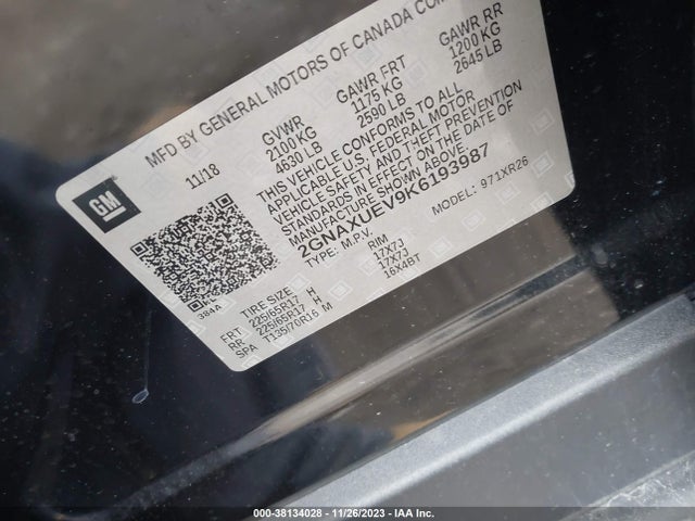 Chevrolet EQUINOX LT 2019 2GNAXUEV9K6193987 Image 9